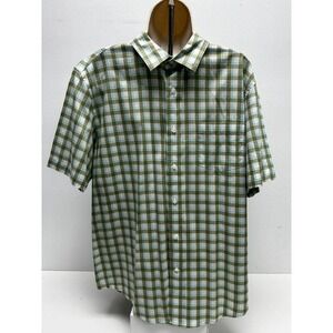 Men Shirt Short Sleeve George Classic Fit Size Large - Green Plaid.